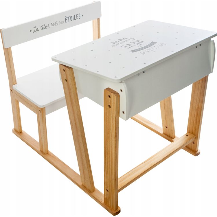 Tootefoto - Atmosphera Lastelaud koos tooliga, lastetool ja laud, puidust laud, konsoollaud, ppelaud, valge kirjutuslaud