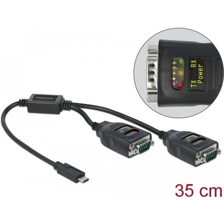 Tootefoto - DeLOCK 90494 j rjestikkaabel Must 0,35 m USB t p-C RS-232 DB9