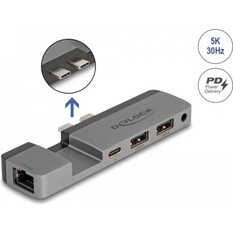 Tootefoto - DeLOCK 87757 s learvuti dokk ja pordireplikaator Dokkimine Thunderbolt 4 Must, Hall