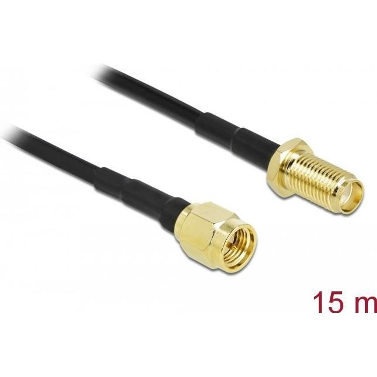 Tootefoto - DeLOCK 90444 koaksiaalkaabel LMR100 15 m SMA Must