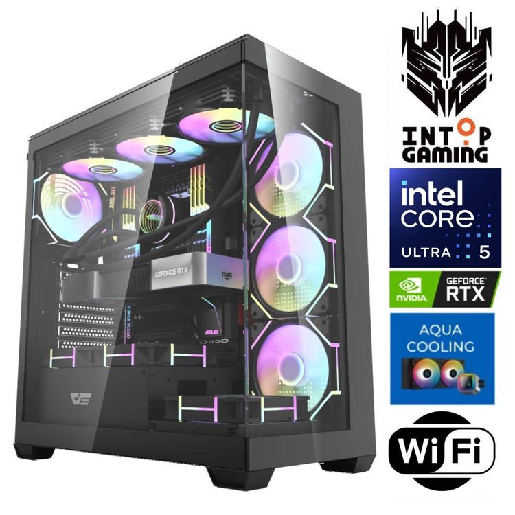 Tootefoto - INTOP AQUA Ultra 5 245KF 64GB DDR5 1TB SSD M.2 NVME+4TB RTX5060 8GB WiFi no-OS