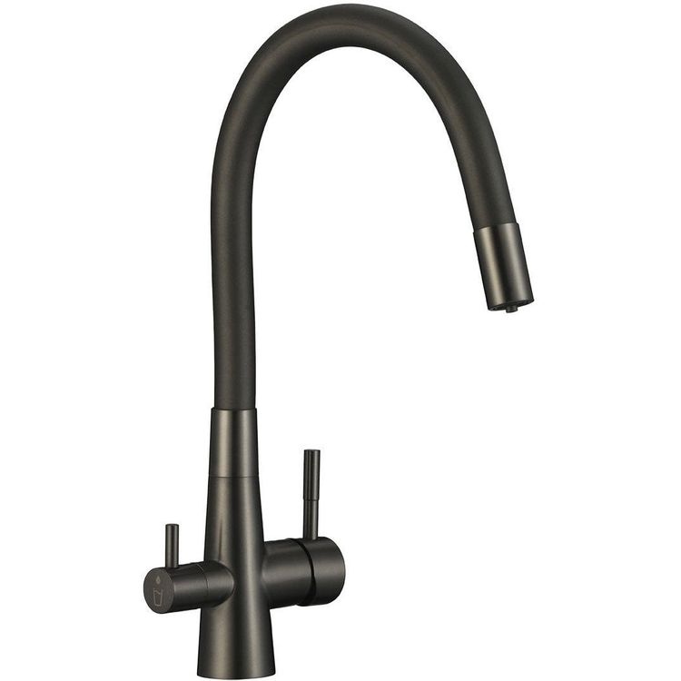 Tootefoto - LAVEO Riveco - painduva tila ja veefiltris steemiga vabalt seisev valamukraan