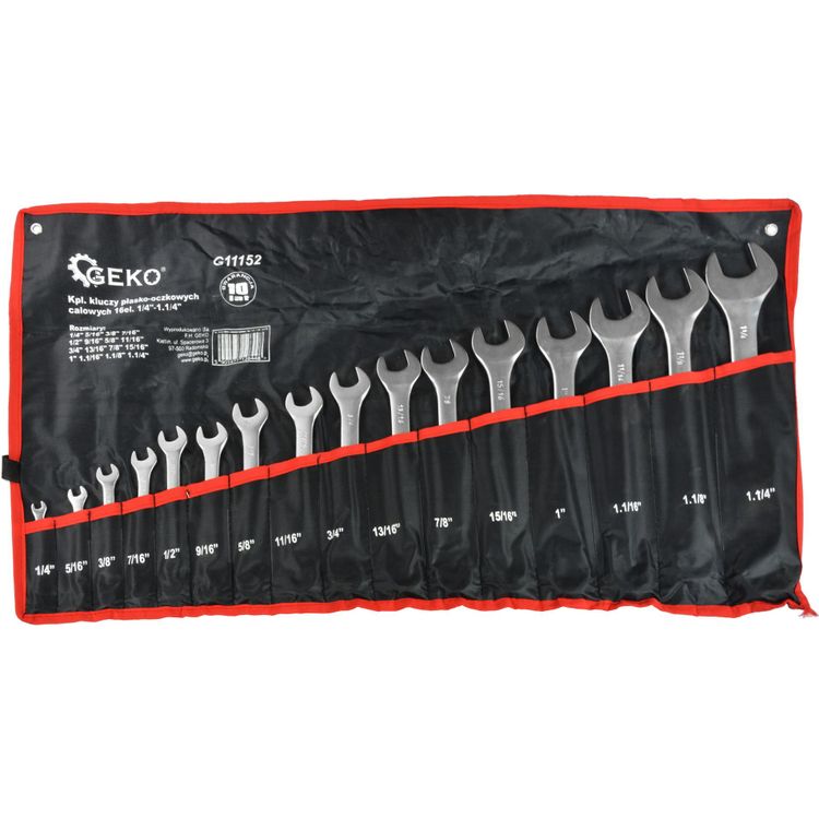 Tootefoto - Geko Tolliste kombiv tmete komplekt, 16 tk. 1/4" 1,1/4" (G11152)