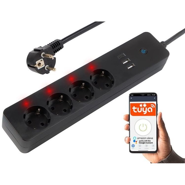 Tootefoto - 98-421# Intelligentne must toiteriba 3m 2xusb+USB-C wifi tuya