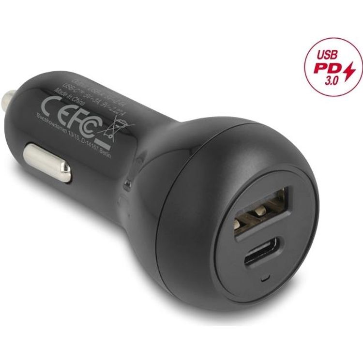 Tootefoto - Delock Kfz Ladeadapter USB Type-C PD 3.0 und Typ-A mit 32 W (64329)