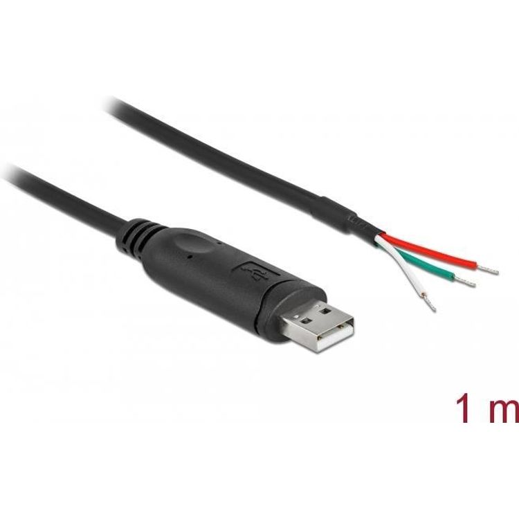 Tootefoto - DeLOCK 62930 j rjestikkaabel Must 1 m USB 2.0 RS-232