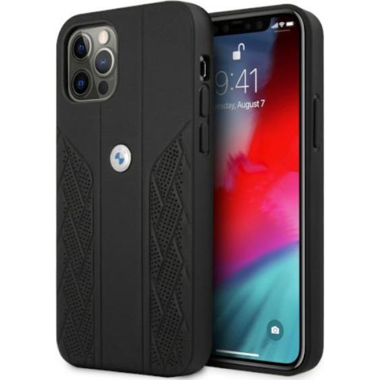 Tootefoto - BMW Case Bmw Bmhcp12Mrsppk Iphone 12/12 Pro 6.1" Black/Black Hardcase Leather Curve Perforate