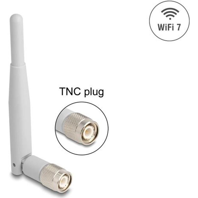 Tootefoto - Delock WiFi 7 Antenne TNC Stecker 2 - 3 dBi 13.5 cm omnidirektional mit Kippgelenk (90736)