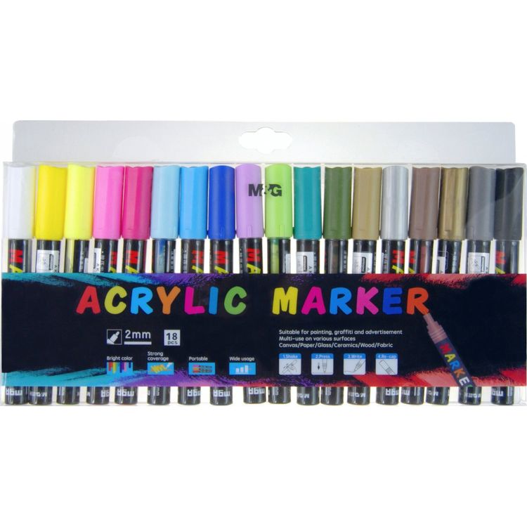 Tootefoto - M&G Akr l markerid 1-2mm komplekt 18 M&G t kki