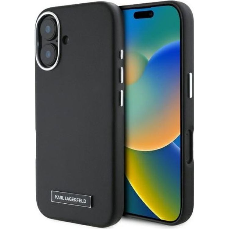 Tootefoto - Karl Lagerfeld Karl Lagerfeld KLHMP16SPGMSRPK iPhone 16 6,1" must/must k va mbris FW metallplaat MagSafe