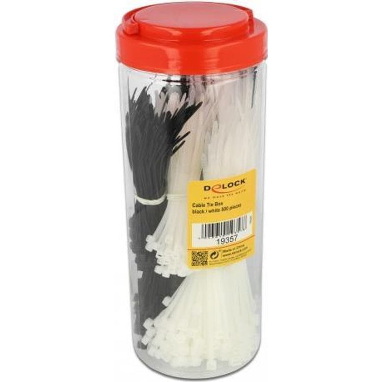 Tootefoto - DeLOCK 19357 juhtmek idis Paralleelse avaga juhtmeside Plast Must, Valge 500 tk