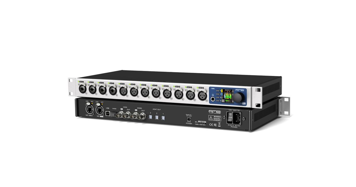 RME 12Mic Microphone Preamp, 12Channel, 19'', 1U, IN 8x XLR, 4x XLR/Line, IN/OUT MADI, ADAT