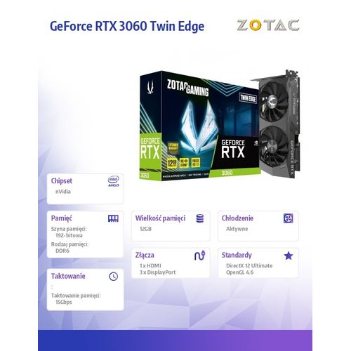 Zotac GAMING GeForce RTX 3060 Twin Edge NVIDIA 12 GB GDDR6 ...