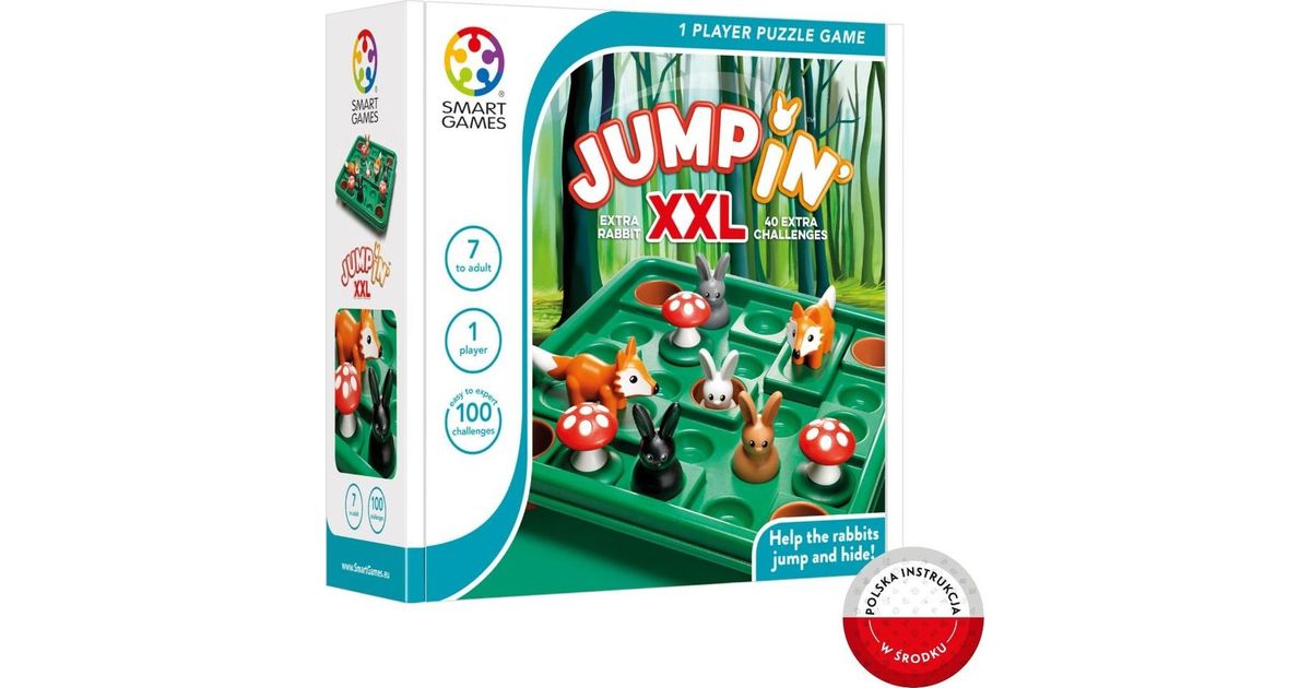 SmartGames Jump In XXL - Gioco Da Tavolo Logico Per Bambini 7+, 100 Sfide, Conigli, Volpi E Funghi