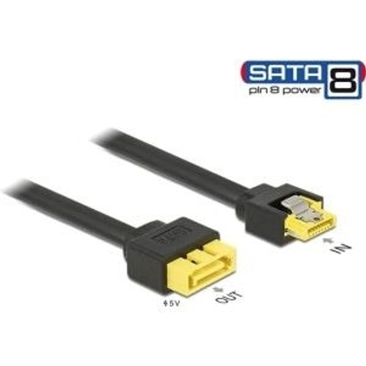 Tootefoto - DeLOCK 0.3m, SATA/SATA 8p SATA-kaabel 0,3 m Must, Kollane