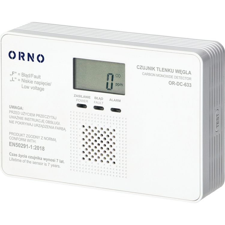 Tootefoto - Orno Battery vingugaasiandur, 9V, kasutusiga 7 aastat, vastavus standardile EN 50291-1:2018