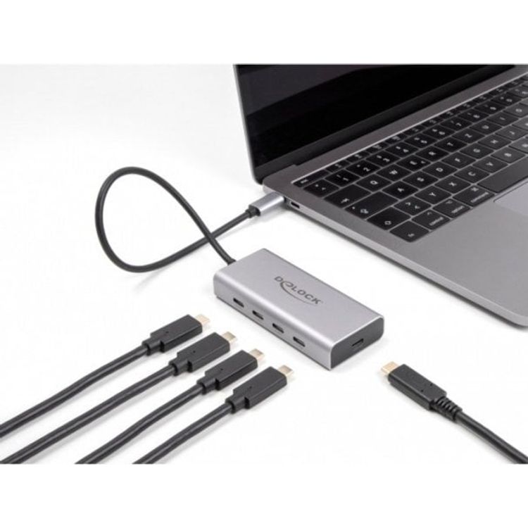 Tootefoto - Delock - Hub - 10 Gbps, PD 85 Watt, with 30cm connection cable - 5 x USB-C - Desktop (64235)