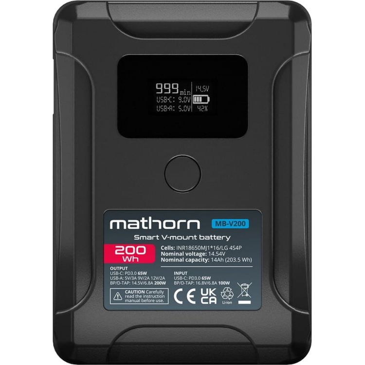 Tootefoto - Canyoni aku Mathorn MB-V200 14000mAh PD65W OLED USB-C 200Wh V-kinnitusega