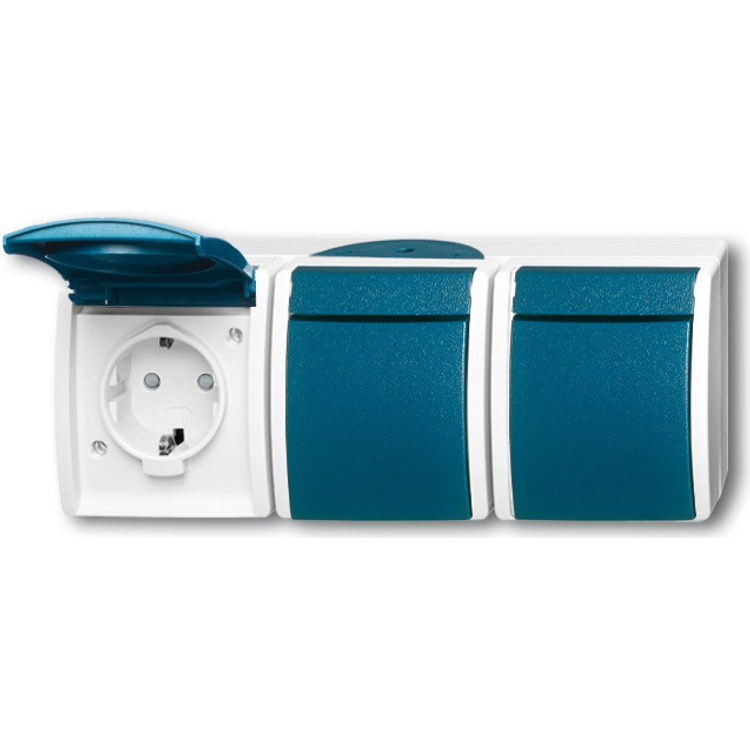 Tootefoto - Busch Jaeger 2300/3 EBW-53 Steckdose CEE 7/3 Blau - Wei (2084-0-0721)