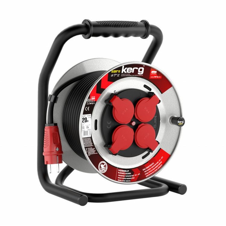 Tootefoto - KERG W2382 trumli pikenduskaabel 20m 31,5mm2 H05RR-F 250V must