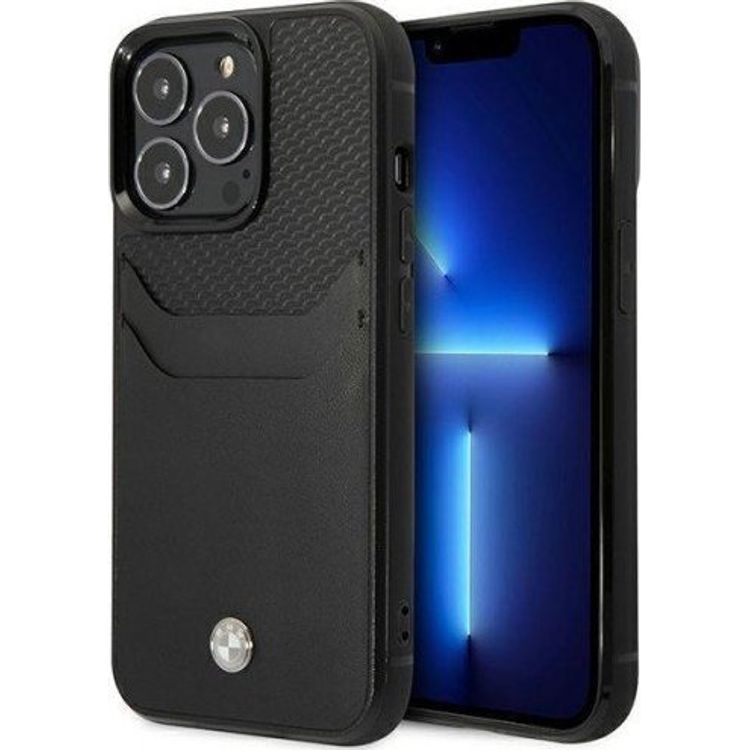 Tootefoto - BMW mbris BMW BMHCP14L22RSEPK Apple iPhone 14 Pro must/must nahast kaardipesa