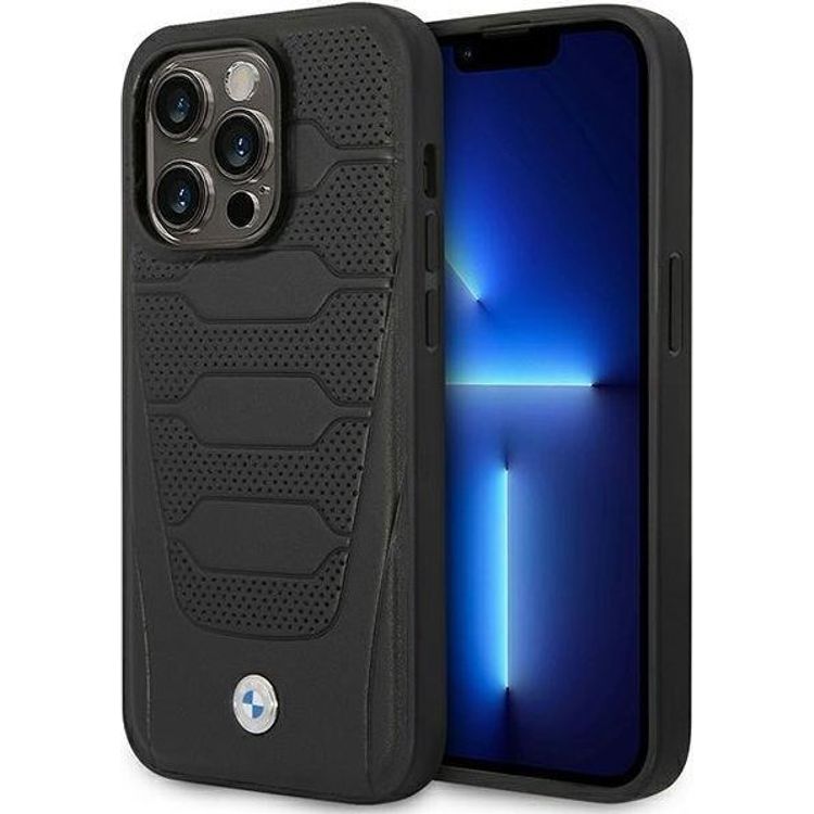 Tootefoto - BMW mbris BMW BMHMP14L22RPSK Apple iPhone 14 Pro must/must nahkistmete muster MagSafe