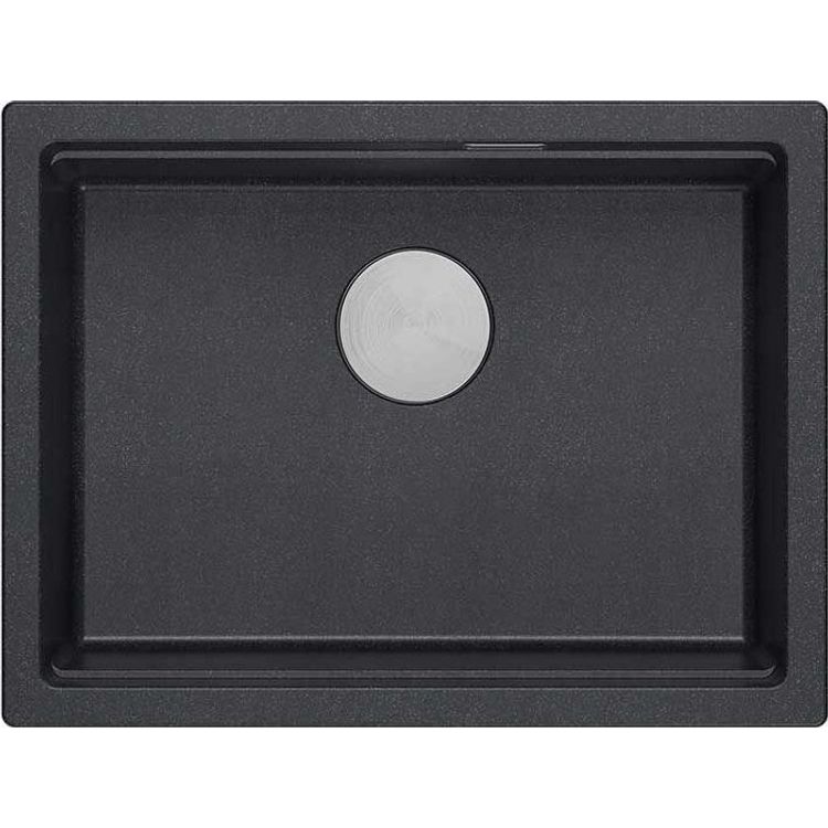 Tootefoto - GraniteQ LOGAN 100 valamu GraniteQ must teemantvalamu 59,5x45,1x21,5 cm 1-kauss riputatud k sitsi sifooniga roostevabast terasest