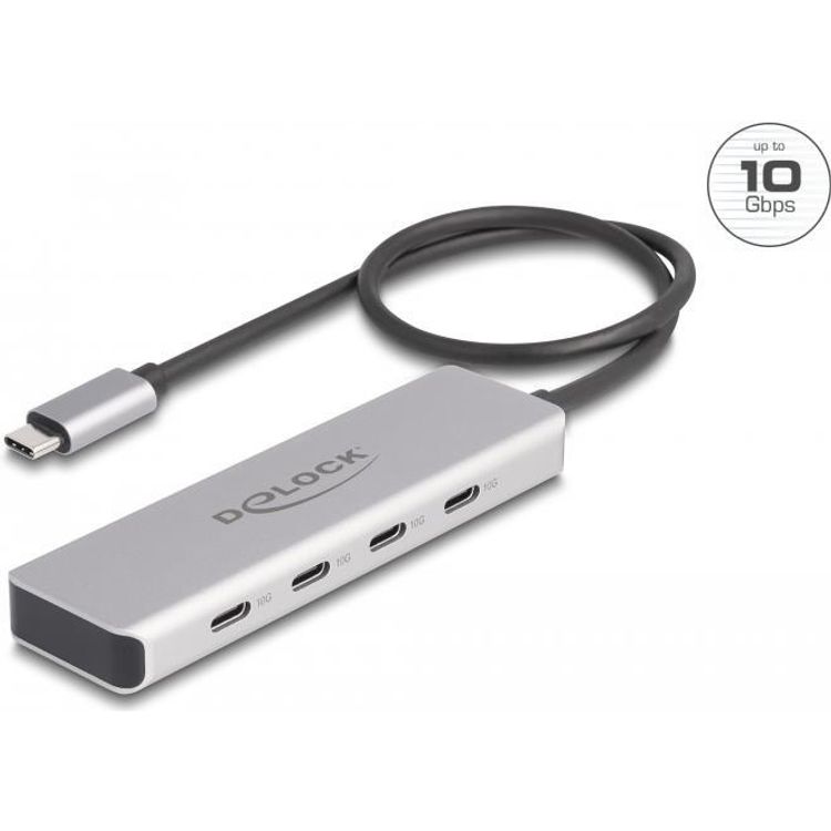 Tootefoto - Delock USB 10 Gbps USB Type-C Hub mit 4 x USB Type-C Buchse mit 35 cm Anschlusskabel (64231)