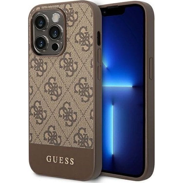 Tootefoto - Guess Guess 4G Bottom Stripe Metal Logo Collection iPhone 14 Pro mbris (pruun)
