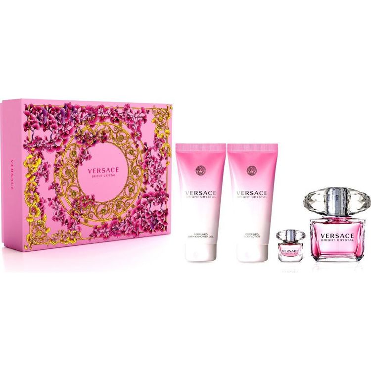 Tootefoto - Versace SET VERSACE Bright Crystal EDT spray 90ml + EDT 5ml + SHOWER GEL 100ml + BODY LOTION 100ml