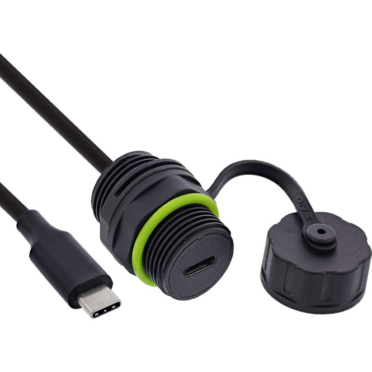 Tootefoto - InLine USB-C-Kabelkupplung IP68 geschirmt Buchse zu Stecker 50cm (69927O)