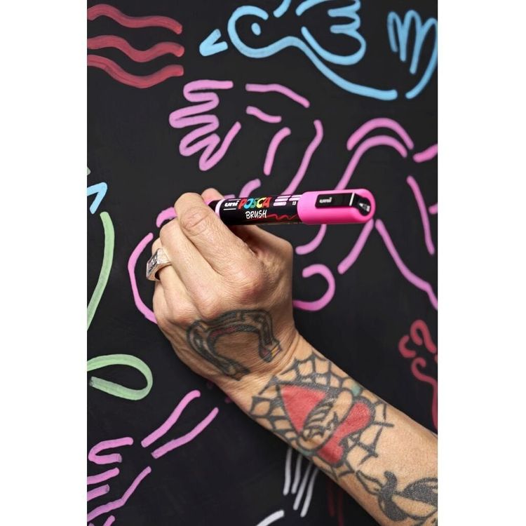 Tootefoto - POSCA PC -5m Brush 16STK ASS FARVER - Vendbar pensepids