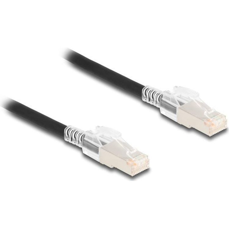 Tootefoto - Delock RJ45 Netzwerkkabel Cat.6A S/FTP mit Secure Clips Set 3 m schwarz (80257)