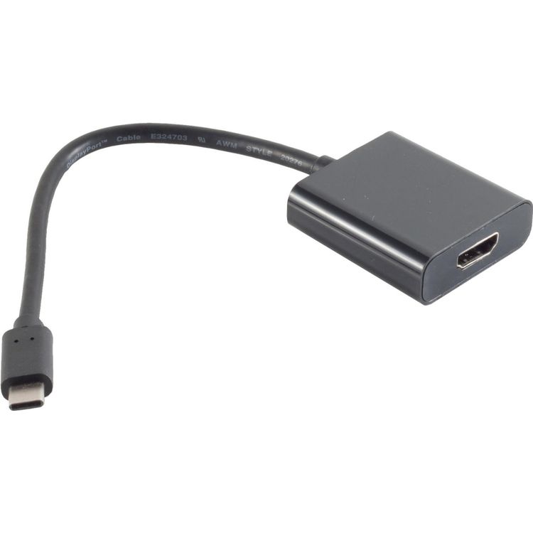 Tootefoto - S-Conn 14-05001 videokaabliadapter 0,2 m USB t p-C HDMI t p A (Standard) Must