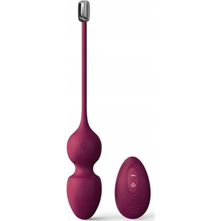 Tootefoto - MARC DORCEL Love Balls Ploom massager, puldiga juhitavad vibreerivad gei apallid, Burgundia