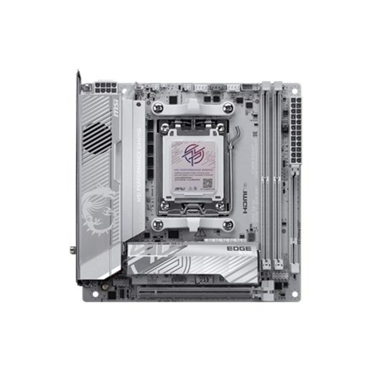Tootefoto - MSI MPG X870I EDGE TI EVO WIFI | Processor family AMD | Processor socket AM5 | DDR5 | Supported hard disk drive interfaces SATA, M.2 | Number of SATA connectors 2