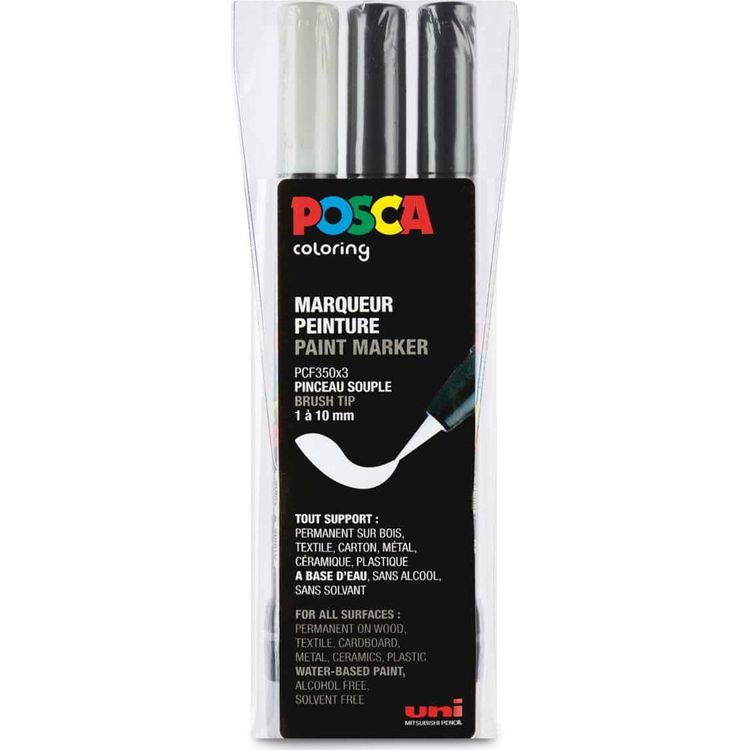 Tootefoto - Posca POSCA pliiatsimarker s t PCF-350, tre farver, sort ja hvid
