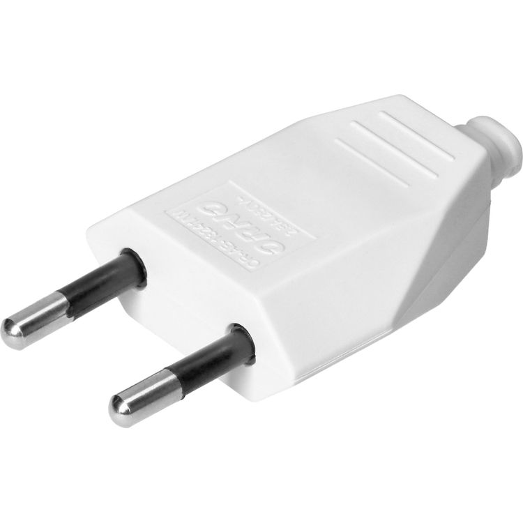 Tootefoto - Orno Flat pistik ilma maanduseta, 2,5A, 250V, valge pol karbonaat, 50 tk