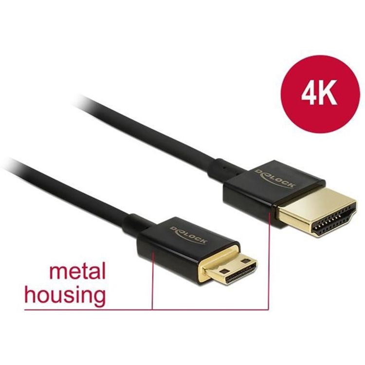 Tootefoto - DeLOCK HDMI-A/HDMI Mini-C, 3 m HDMI-kaabel HDMI t p A (Standard) HDMI Type C (Mini) Must