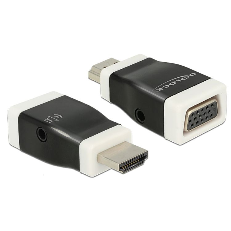 Tootefoto - DeLOCK 65586 kaabli soomuutja HDMI-A VGA Must, Valge