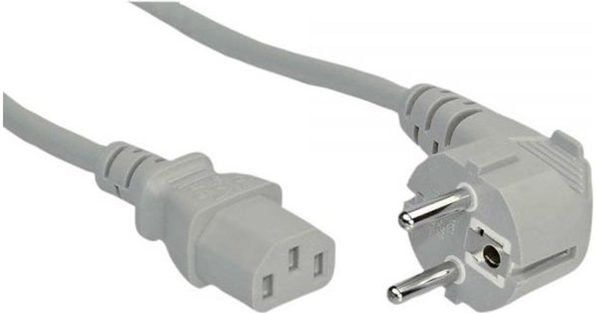 InLine power cable, CEE 7/7 angled / 3pin IEC C13 male, grey, 1.5m ...