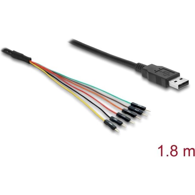 Tootefoto - Konverter USB 2.0 Typ-A zu UART TTL (5 V) Schnittstelle mit 6 x Pfostenstecker TX/RX/CTS/RTS und 5 V Ausgangsspannung 1,8 m