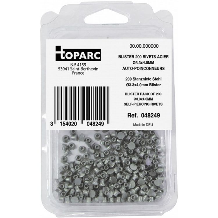 Tootefoto - 200 Self Piercing Steel Rivets Steel 3.3X4.0Mm - Blister Pack Gys