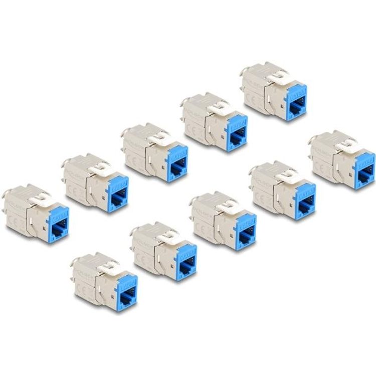 Tootefoto - Delock Keystone Modul RJ45 Buchse zu LSA Cat.6A werkzeugfrei blau Set 10 St ck (88113)