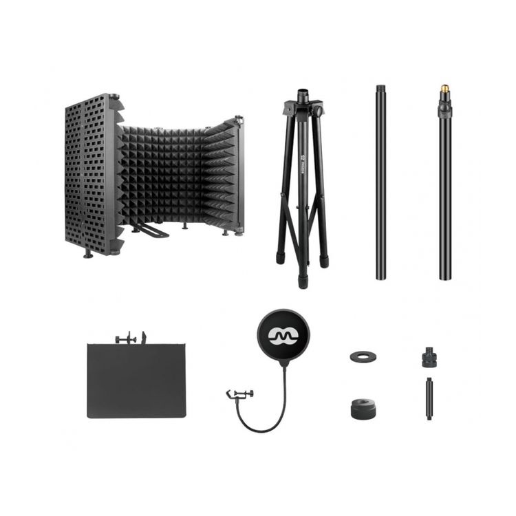 Tootefoto - Mozos Studio set - acoustic cabin, pop filter stand, shelf