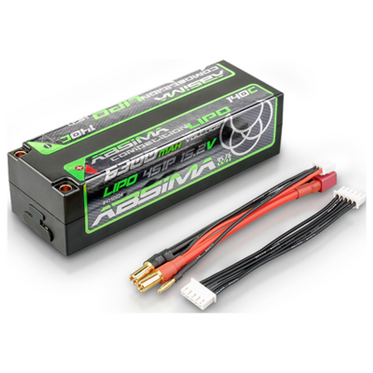 Tootefoto - Absima Scale Model Battery Pack (Lipo) 15.2 V 6300 Mah No. Of Cells: 4 140 C Hard Case 5 Mm, T Plug