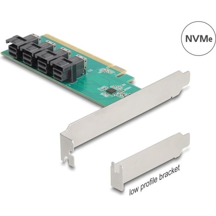 Tootefoto - Delock - Speicher-Controller - Gabelung - U.2 NVMe - Low-Profile - PCIe 4,0 x16 (90777)
