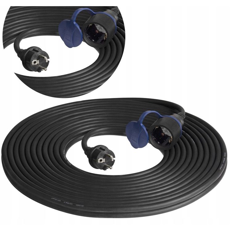 Tootefoto - Ip44, 1x2p+20 m-ga, litugev kummikaabel H07RN-F 3x1,5mm ?, 230Vac/16a, Schuko