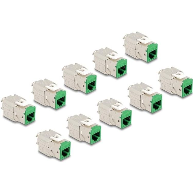 Tootefoto - Delock Keystone Modul RJ45 Buchse zu LSA Cat.6A werkzeugfrei gr n Set 10 St ck (88116)