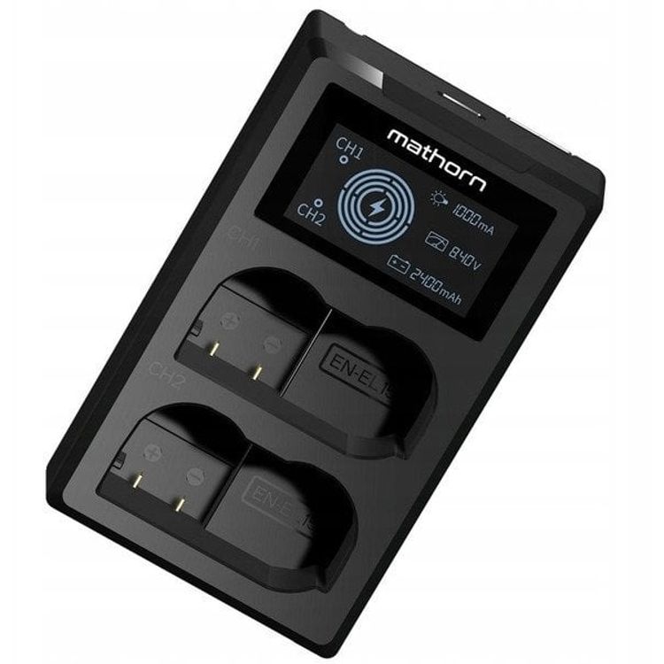Tootefoto - Mathorn MBC-D210 USB-C Nikon En-El15 kahe kanaliga laadija jaoks